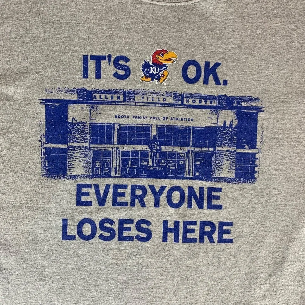 Kansas Jayhawks Gray Champion Allen Field House Short Sleeve Shirt Mens Large - Picture 2 of 5